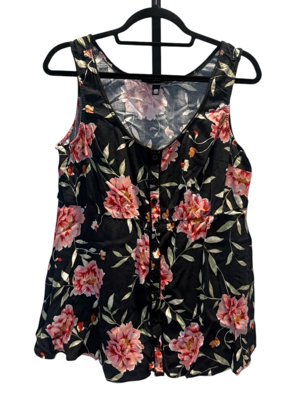 torrid Black Tank Top with Pink Floral Print
